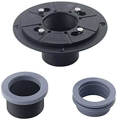 DEOKXZ Kit flangia base di scarico doccia da 2 pollici, adattatore ad anello regolabile filettato e guarnizione di accoppiamento in gomma per l'installazione di scarico a pavimento lineare quadrato