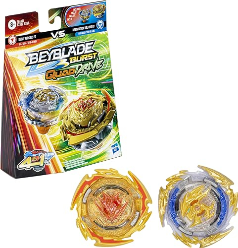 Beyblade Burst QuadDrive Destruction Belfyre B7 and Decay Perseus P7 Spinning Top Dual Pack – 2 Kampfspiel Spielzeug für Kinder ab 8 Jahren, F4489