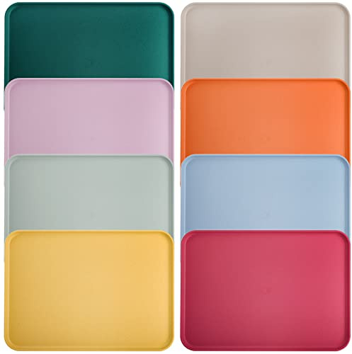 Lyellfe 8 Stück Fast Food Serviertablett, 38,1 x 25,4 cm Weizenstroh, Cafeteria-Tablett, bunte Restaurant-Serviertabletts, rechteckige Servierplatte für Party, Zuhause, Schule, Restaurant
