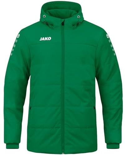 JAKO Kinder Coachjacke Team mit Kapuze, Sportgrün, 152