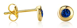 14 Karat 585 Gelbgold Ohrringe Solitär Ohrstecker mit Saphir