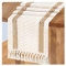 Tischläufer Braun Beige, Baumwolle Leinen Tischläufer Makramee Hochzeit Tischdeko Tischband für Geburtstage Kommunion Esszimmer Party Urlaub Dekoration Abwaschbar, 30x160CM