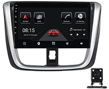 ZYLR Autoradio 2 DIN per Toyota Vios Yaris L 2016-2019 (Android) 9 Pollici Car Stereo Radio con Bluetooth WiFi USB Navigazione GPS Controllo del Volante+Telecamera Posteriore,6g+128g