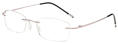 Lanomi Randlos Lesebrille Blaulichtfilter Herren Damen Ultra Leicht Metall Rahmenlose Lesehilfe Sehhilfe Klassische Anti blaue Brille mit Stärke Roségold 2.0