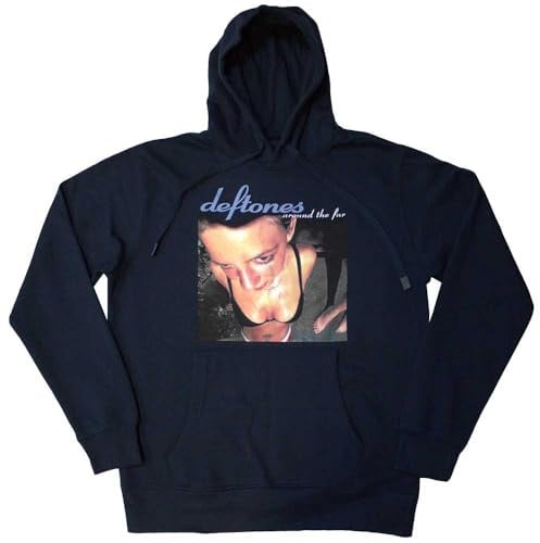 Deftones Hoodie Around the Fur Band Logo Official Unisex Navy Blue Pullover XXL