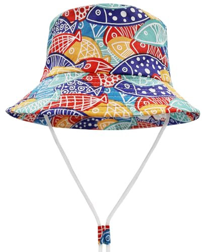 FenFang Sombrero de Sol Verano Bebés, Gorro Pescador Playa Algodón Niñas Niños, Unisexo Sombreros ala Ancha UV Protección Exteriores Viajes 1 2 3 4 Años (1-2 Años, Verde)