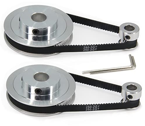 Zeberoxyz 2 Stück Set GT2 Synchronrad 20&80 Zähne 12mm Bohrung Aluminium Zahnriemenscheibe mit 2 Stück Länge 250mm Breite 6mm Riemen (20-80T-12B-6)