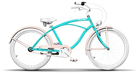 Plumbike Rider Go Girl Turquise Fahrrad - Stadtrad mit 26 Räder - Stadtfahrrad 3-Gang-Version - Großer Weicher Fahrradsattel - 155-190 cm - Urbanes Fahrrad - Türkis - 39x188x115cm