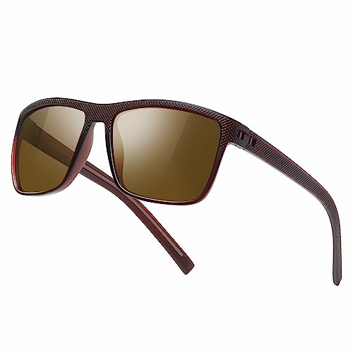 kunchu Polarisierte Sonnenbrille Herren Damen Sportbrille Sonnenbrillen Unisex Klassische Retro Vintage UV400 Schutz Sunglasses Men Rechteckig Schwarz Sonnen brille Männer Für Outdoor Wandern Angeln