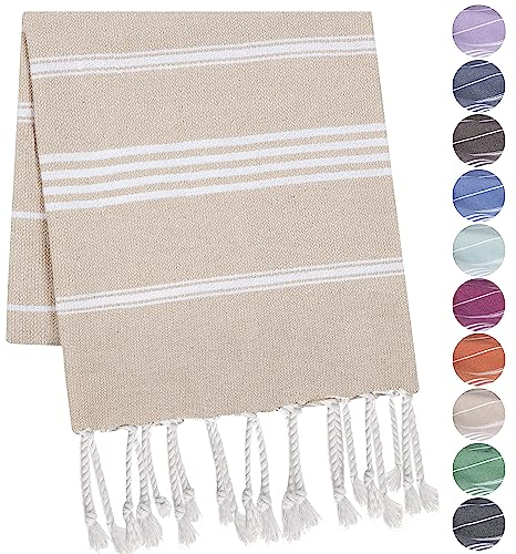 TOWELAND 90 X 45 cm kleines Handtuch Saunatuch 100% Baumwolle Strandtuch Strandhandtuch Hamamtuch (45 X 90, Beige)