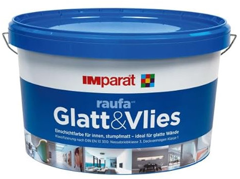 IMparat | Raufa e.l.f. Glatt&Vlies | Weiß | Innenfarbe | Wandfarbe | Innenweiß | Wohnraumfarbe | Sehr hohe Deckkraft | 12,5 Liter