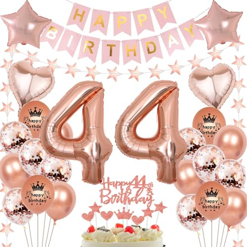 Rosegold Luftballon 44 Geburtstag Frau, 44 Jahr Geburtstag Frau, Ballon 44. Rosegold, Geburtstagsdeko 44 Jahr, Frauen Deko 44.Roségold 44. Party Ballons