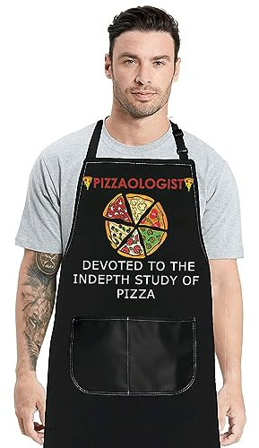 MYSOMY Pizza-Kochschürze für Herren, Pizza-Macher-Schürze, Pizza-Koch, Geschenke, Pizzeria-Schürze für Koch und Männer, Pizzaologe widmet sich der Indepth-Studie der Pizza, Einheitsgröße