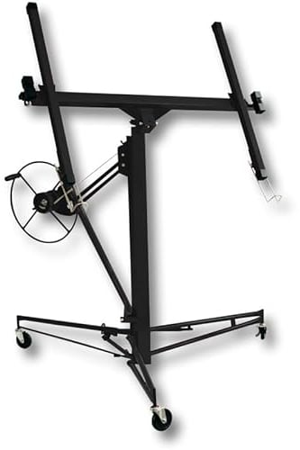 Warmiehomy 16FT Heavy Duty Drywall Lift Plaster board lifter Panel Hoist Jack Tool Lifter With 4 Caster Wheels Rolling Lockable,Black