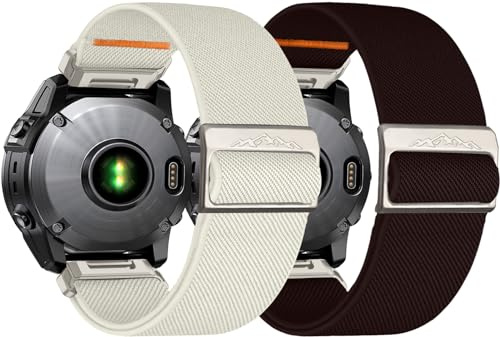 Chinbersky 22mm Nylon Armband für Garmin Fenix 6 Pro/6/7/7 Pro/5/5 Plus Armband, Elastisch band für Forerunner 935/945/955/965/745,für Instinct/2/Approach S60/S70-47mm, Descent G1/Epix 2/Epix Pro 47mm