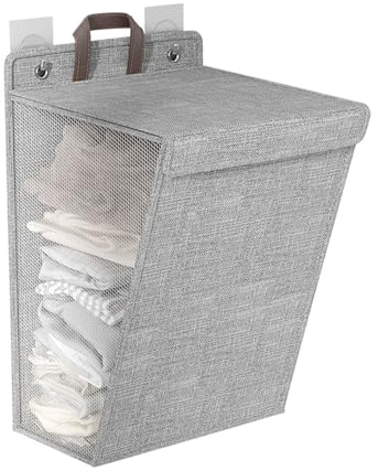 Faltbarer Wäschekorb Zum Aufhängen an der Wand, Multifunktionaler Wäschekorb mit Großer Kapazität für Schuhe, Socken, Handtücher (grau L)