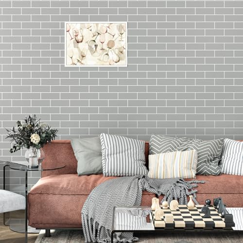HotDecor Retro Grey Brick Wallpaper Self Adhesive Bedroom Wallpaper Light Grey Sticky Back Plastic Roll 3D Brick Effect Wallpaper for Living Room Stick on Wallpaper Kitchen Vinyl Wrap 60cm X 300cm