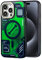 YOUNGKIT Magnetische Handyhülle für iPhone 15 Pro Max hülle - Technische Textur Kompatibel mit MagSafe Aluminiumlegierung Kamerarahmen Transluzente Matte Hartschale CyperPunk Serie- Grün Titanium1
