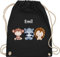 Turnbeutel Rucksack - Tiere - Affe Waschbär Igel - Unisize - Schwarz - personalisierte kindergarten beutel tier stoffbeutel wäschebeutel kita tieren turnsackerl tasche kindergartenkind
