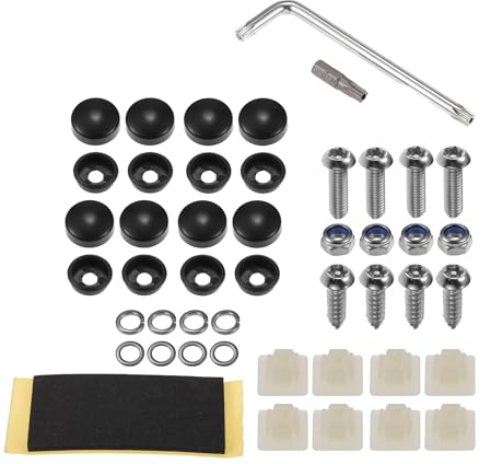 A ABSOPRO Viti Antifurto per Targa, Kit di Bulloni di Sicurezza M6 per Supporto Targa Auto con Viti in Acciaio Inossidabile, Colore Argento, 1 Set