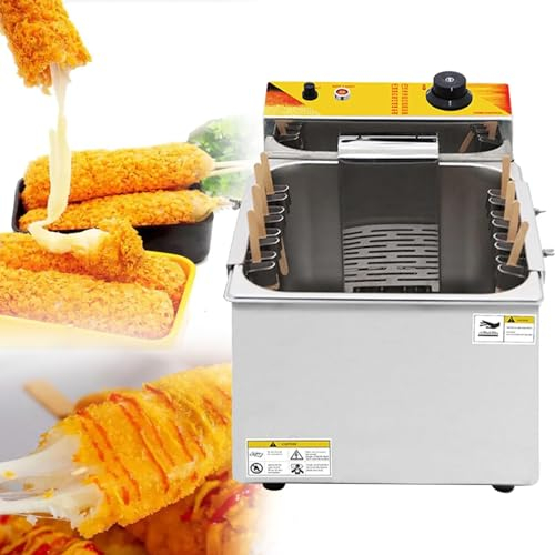 DOZPAL Commercial Deep Fryer - Hot Dog Maker Machine Corn Dog Deep Fryer Machine for Restaurant, Store, Home - Temperature Adjustable