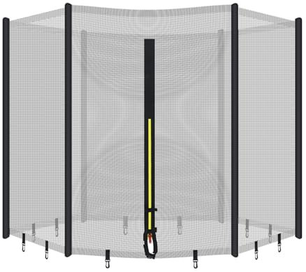 QWORK® Trampolin Ersatznetz Sicherheitsnetz für Ø305CM, 8 Stangen, Schutznetz für Gartentrampolin,Trampolin Zubehör