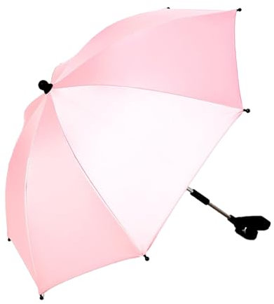 RTYUSWL 30-Zoll-Kinderwagen-Sonnenschirm, Universeller Regenschirm mit Klemme, Verstellbarer UV-Schutz, Kinderwagen-Sonnenschutz für Trolley, Fahrrad, Rollstuhl, Strandkorb(Rosa)