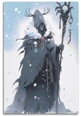 SUEJGUSJLU Epischer Schneeschaman-Porträt-Poster, dekoratives Gemälde, Leinwand, Wandposter und Kunstdruck, moderne Familienschlafzimmer-Dekoration, Poster, 30 x 45 cm