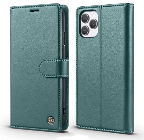 LOLFZ Wallet Case for iPhone 11 Pro Max (6.5), Magnetic Flip Case RFID Blocking Card Slots Kickstand Premium PU Leather Protective Phone Cover for iPhone 11 Pro Max - Green