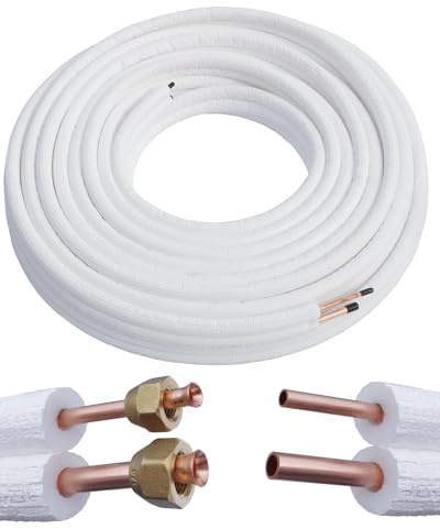 Kolor Kältemittelleitung Kupferrohr 1/4 3/8 1m bis 25m Klimaanlage Wärmepumpe R134a, R290, R407C, R404H, R507 Kupferrohre für Kühlsysteme (Ohne- Überwurfmuttern, 10 Meter)