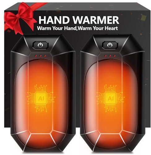 AI Hand Warmers Rechargeable 2 Pack,Portable Electric Hand Warmer Reusable,AI Smart Chip Hand Warmer for Outdoor Golf Hunting Camping Accessories,Warm Winter Gifts for Men Women Kids(Black)