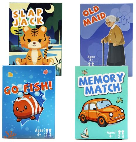 Kartenspiele für Kinder im Alter von 4–8 Jahren, zum Angeln, Old Bachelorette Kartenspiel und Memory-Spiele, klassische lustige Spiele für Kleinkinder für Familienspielabend, Party