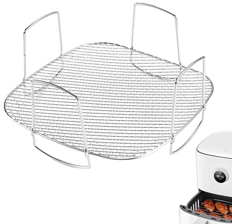 Air Fryer Speckregal – Luftfritteusenkorb, Edelstahl-Backregal, wiederverwendbar, lebensmittelechter Luftfritteusen-Grill, Luftfritteusentopf zum Kochen, Dämpfen, Kühlen, Trocknen, Backen