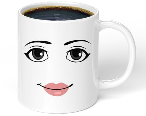 WSeltrium Tazza da caffè in ceramica con espressione del viso della ragazza, regalo creativo