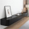 Easnuroz Meuble TV en Bois Massif Meuble TV Suspendu Etagères Flottantes avec 2 Armoires Centre De Divertissement Mural Console TV Media pour Le Salon Et Le Bureau(Noir,160cm/62.9in)