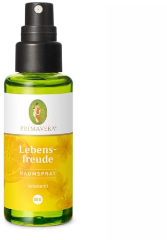 PRIMAVERA Lebensfreude Raumspray bio 50 ml - Duftspray aus 100% naturreinen ätherischen Ölen, warm-frischer Duft mit Litsea bio, Frangipani bio, Orange bio - vegan