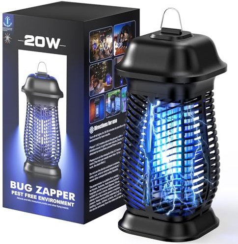 NIIYOCA Insektenvernichter Elektrisch, Mückenlampe 20W 4200V Fliegenfalle Elektrisch mit UV, Mückenabwehr IPX4 Wasserdicht, Wirksame Mückenfalle Fliegenfänger Insektenfalle für Innen und Draußen