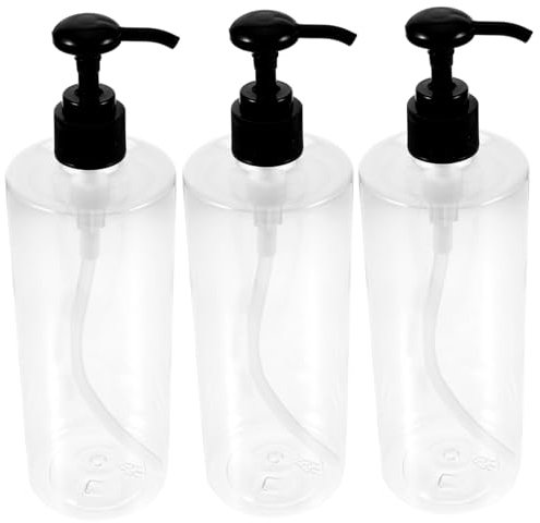 NOLITOY 3PCS 500ml Refillable Press Pump Bottles Transparent Subpackaging Bottles with Black Pump Head for Shampoo Body Wash and Hand Durable Round Shoulder Design for Home
