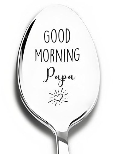 HAFRILY Dad Gifts Coffee Spoon Gift for Dad Birthday Fathers Day Gift from Daughter or Son Engraved Coffee Tea Spoons Coffee Gifts for Mens Gift for Papa Daddy in Fathers Day Birthday Christmas (Papa)