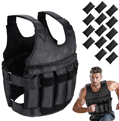 Weighted Vest 5Kg/10Kg/20Kg - Weighted Vest for Women & Men - Weight Vests - Body Weighted Jacket for Boxing, Cardio, Strength And Training - Durable Weighted Running Vest with Ironsand (10KG)