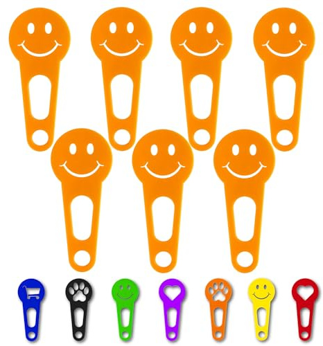 OnAir® Gettoni per Carrello Spesa con Portachiavi – Gettoni Subito Estraibili, Facili da Usare e da Reinserire (Happy Face, Arancione, 24 pezzi)