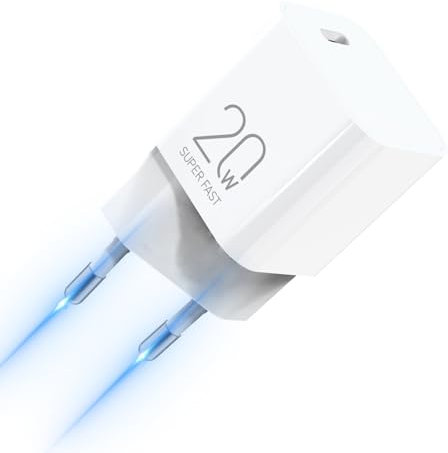 Chargeur USB C, 20W Prise USB C Chargeur Rapide pour iPhone 16 15 14 13 12 11 Pro Max Plus Mini SE X XS XR, Samsung Galaxy, Embout Adaptateur Secteur Bloc Type C