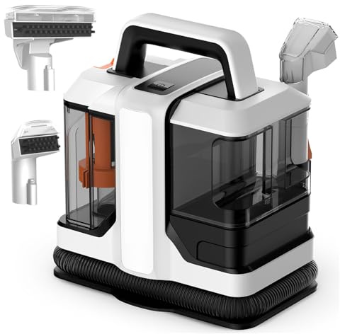 Teppichreinigungsmaschine mit zwei Tanks und starker Saugkraft für effektive Fleckenentfernung auf Teppichen, Treppen und Polstern