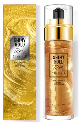 Aceite Iluminador Para El Cuerpo - Oro Brillante, Proporciona Un Resplandor Dorado Intenso Y Radiante, Mejora El Ton De Piel Natural, Brillo Duradero Para Todo El Día,