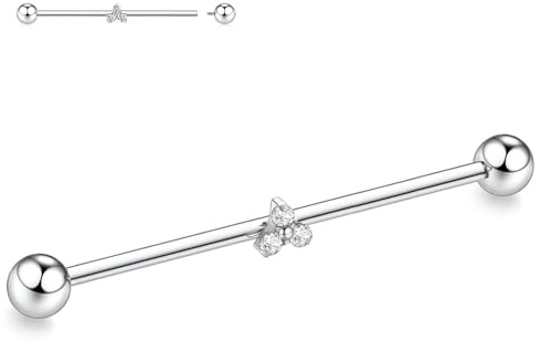 hengkaixuan G23 Titan Industrial Piercing Schmuck 14G Industrial Ohrring Innengewinde Industrial Barbell 38 mm Helix Knorpel Ohrring mit CZ Long Scaffold Bar