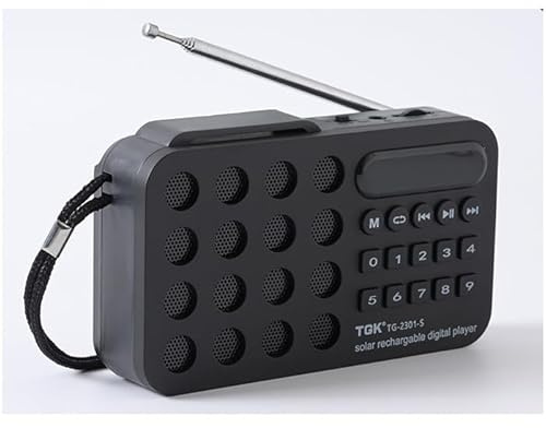 Radio FM portátil recargable, mini altavoz inalámbrico solar, Bluetooth, soporte USB, tarjeta TF, reproductor de música MP3, con receptor de radio FM