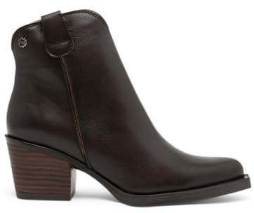 Porronet Botines cowboy de piel con cremallera frida Mujer | Piel auténtica, tacón de 6,5 cm, cierre de cremallera, suela antideslizante, hechos a mano en España, para invierno