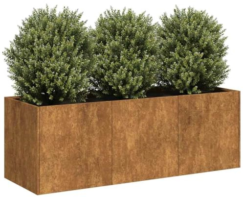 Frdhee Jardiniere Exterieur Grande Taille, Jardinière rouillé 120x40x40 cm Acier Inoxydable pour Les Légumes, Les Fleurs Et Les Plantes