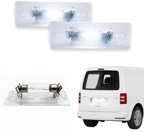 2x Rear Number Plate Light Licence Lamp Lens With Halogen Bulb For VW Passat Caddy Mk3 Mk4 Transporter T5 Multivan Touran Skoda Superb | Replacement OEM 3B5943021E, 3B5943021, 3B5943021A, 3B5998026