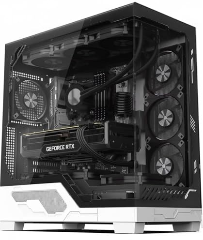 IONZ PC Computer Case - ATX, 7 PWM Fans Pre-Installed - Non RGB, Mid Tower - Full-View Dual Chamber Tempered Glass, Black - KZ12 V3 Ultra